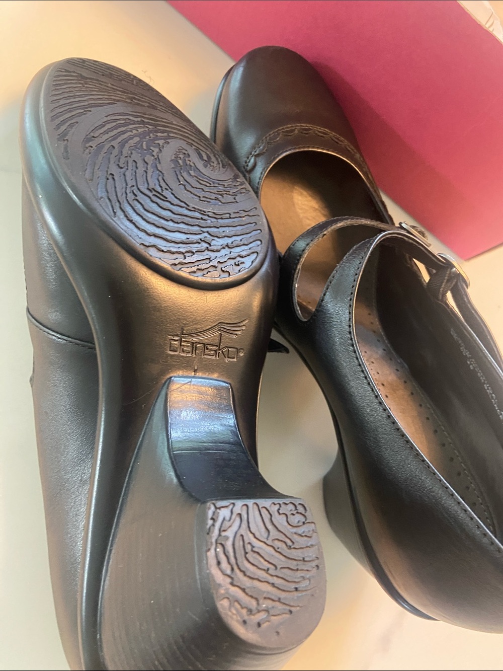 Dansko Black Leather Double-Strap Mary Jane Heels - Picture 16 of 16